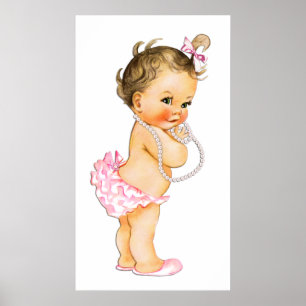 Baby Girl Ruffle Pants Pearls Girl Babydusche Poster