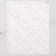 Baby Girl Script in Light Pink Scrapbooking Paper