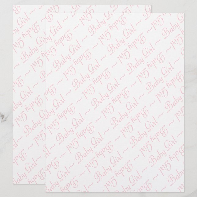 Baby Girl Script in Light Pink Scrapbooking Paper (Vorne/Hinten)