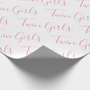 Baby Girl Script Pink Twin Girls Geschenkpapier