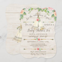 Baby Girl Shower BOHO Teepee Arrow Barn Wood Board