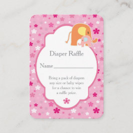  Baby Girl Shower Diaper Raffle Elephants Begleitkarte