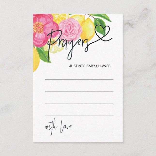 Baby Girl Shower Game Gebet Card Herz Begleitkarte (Vorderseite)
