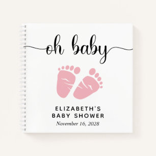 Baby Girl Shower Pink Feet Gästebuch Notizbuch