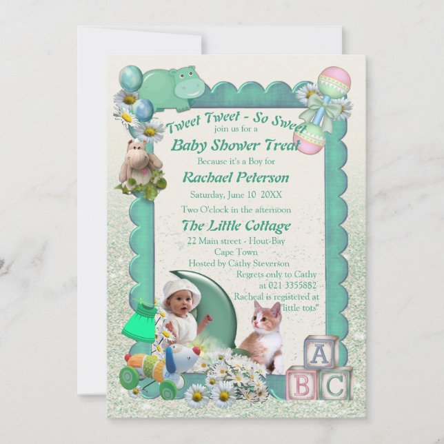 Baby Girl Shower Tweete Einladung (Vorderseite)