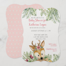 Baby Girl Shower Woodland Animals Boho Deer Floral Einladung