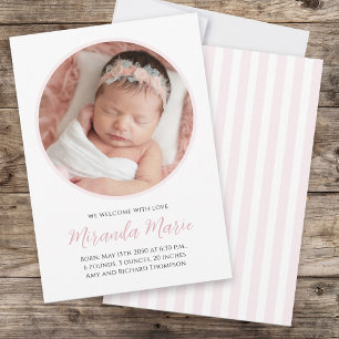 Baby Girl Simple Newborn Foto Script Floral Pink