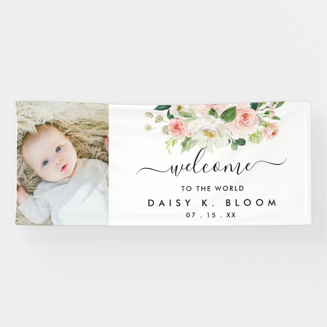 Baby Girl Sip and See Foto Banner (Horizontal)
