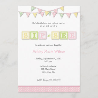 Baby Girl Sip and See Invitation