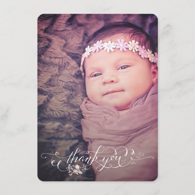 Baby Girl Sip & See Vielen Dank für Ihre Geburtser Ankündigung (Vorderseite)