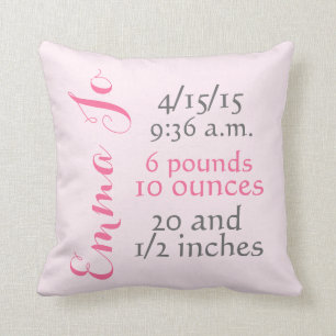 Baby Girl Solid Pink Birth Pillow Kissen