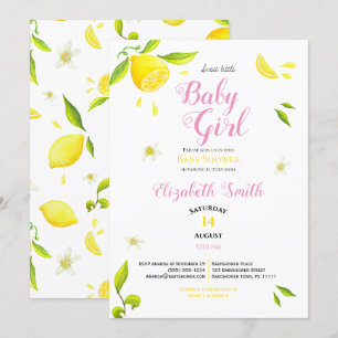 Baby Girl Sommerlemon Thema Babydusche Einladung