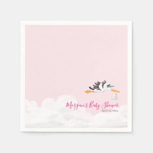 Baby Girl "Special Delivery" Stork Baby Shower Serviette