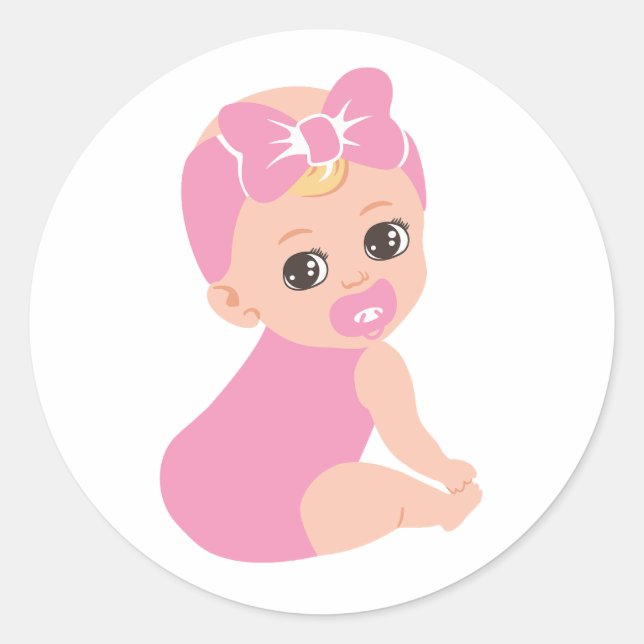 Baby Girl Sticker mit Bow & Gold Lock (Vorderseite)