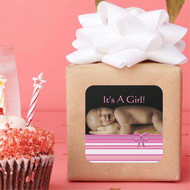 Baby Girl Stickers mit Ihrem Baby Foto (Party)