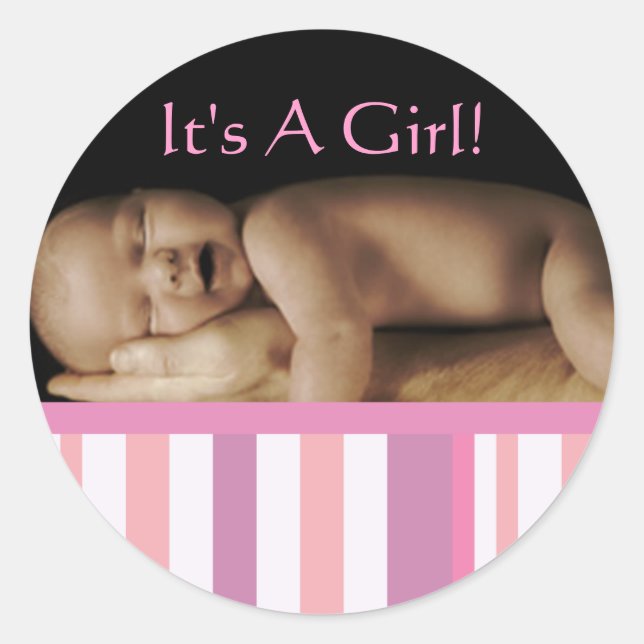 Baby Girl Stickers mit Ihrem Baby Foto (Vorderseite)