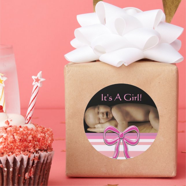 Baby Girl Stickers mit Ihrem Baby Foto (Party)