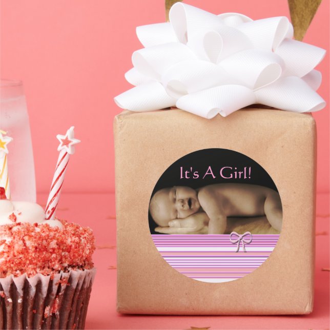 Baby Girl Stickers mit Ihrem Baby Foto (Party)