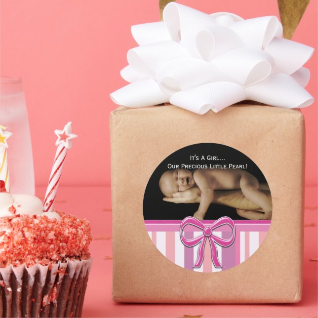 Baby Girl Stickers mit Ihrem Baby Foto (Party)