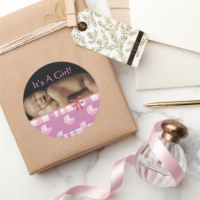 Baby Girl Stickers mit Ihrem Baby Foto (Schenken)