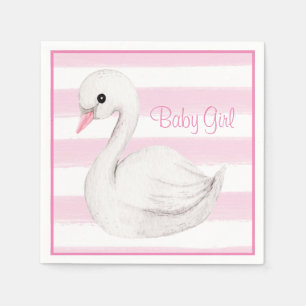 Baby Girl Swan Girly Pink Script Baby Dusche Serviette