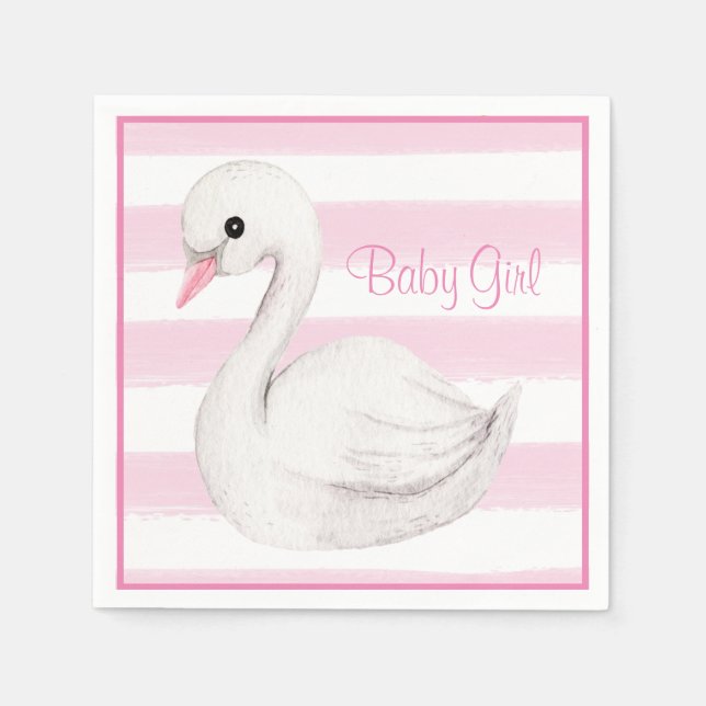 Baby Girl Swan Girly Pink Script Baby Dusche Serviette (Vorderseite)