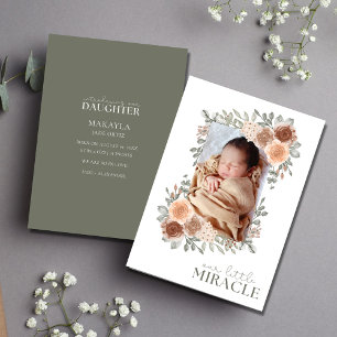 Baby Girl Sweet Floral Photo Faire-part de naissan
