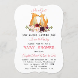 Baby Girl Sweet Fox Woodland Babydusche Einladung