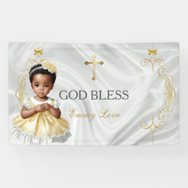 Baby Girl Taufe Christening Gold Cross Banner
