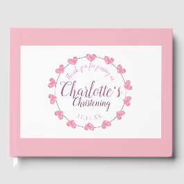 Baby girl taufen pink & white personalisiert gästebuch