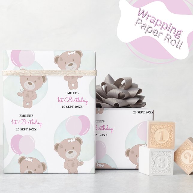Baby Girl Teddy Bear Geschenkpapier (Von Creator hochgeladen)