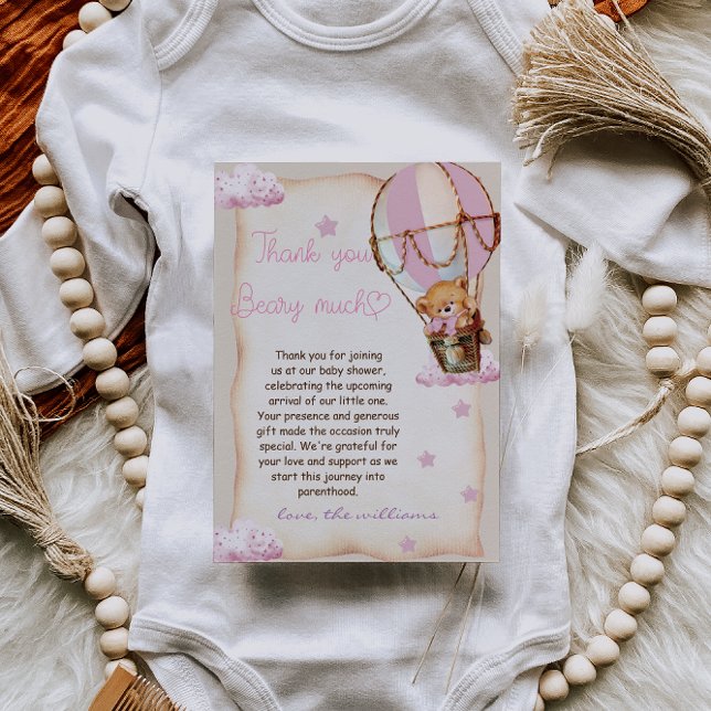 Baby Girl Teddy Bear Pink Dankeskarte (Von Creator hochgeladen)