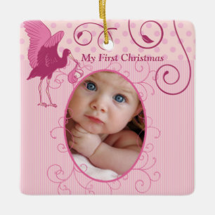 Baby Girl Tiny T-Shirt Foto Ornament mit Geburtsst