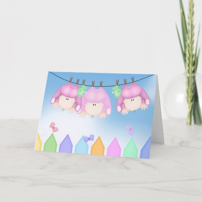 Baby Girl Triplets Karte (Vorderseite)