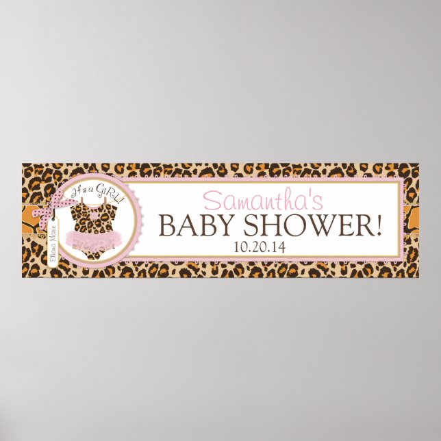 Baby Girl Tutu Cheetah Print Baby Shooting Banner Poster (Vorne)
