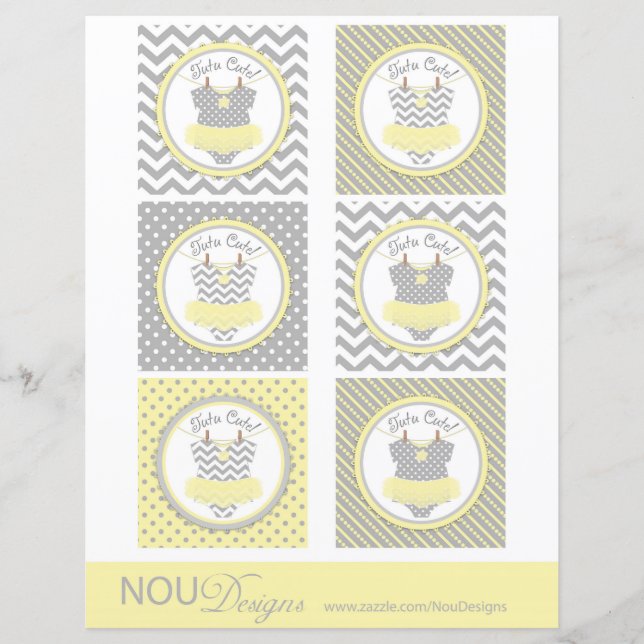 Baby Girl Tutu Mix Print Large Cupcake Toppers (Vorderseite)