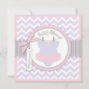 Baby Girl Tutu Zickzack Print Baby Dusche Einladung