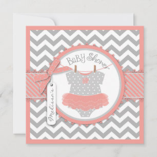 Baby Girl Tutu Zickzack Print Baby Dusche Einladung