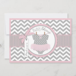Baby Girl Tutu Zickzack Print Baby Dusche Einladung