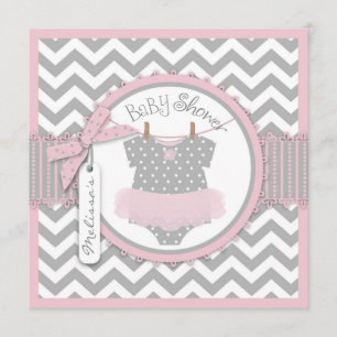 Baby Girl Tutu Zickzack Print Baby Dusche Einladung