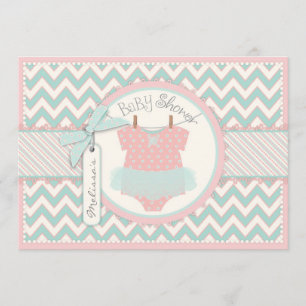 Baby Girl Tutu Zickzack Print Baby Dusche Einladung