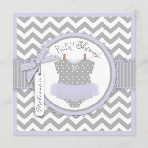Baby Girl Tutu Zickzack Print Baby Dusche Einladung