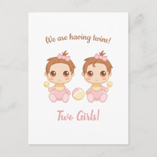 Baby Girl Twins Ankündigung Postkarte