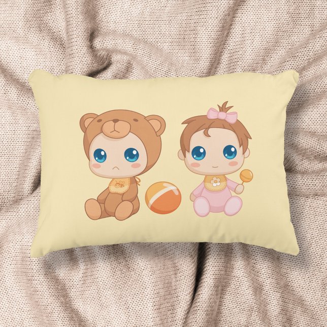 Baby Girl Twins Bear Jumpsuit Dekokissen (Von Creator hochgeladen)