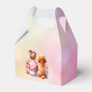 Baby Girl und Apricot Poodle Geschenkschachtel