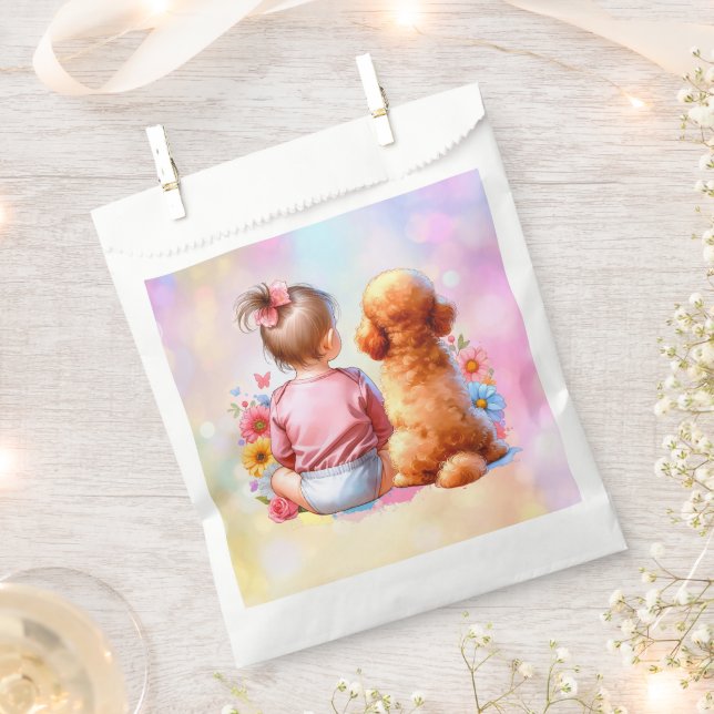 Baby Girl und Apricot Poodle Geschenktütchen (Ausgeschnitten)
