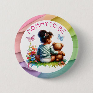 Baby Girl und ihr Teddy Bear MAMA Button