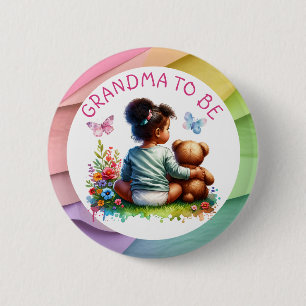 Baby Girl und ihr Teddy Bear   Oma zu sein Button