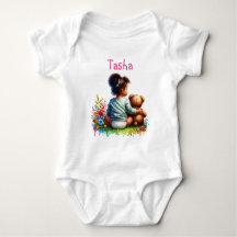 Baby Girl und ihr Teddy Bear | PERSONALISIERT