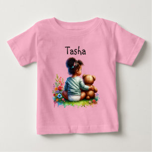 Baby Girl und ihr Teddy Bear   PERSONALISIERT T-shirt